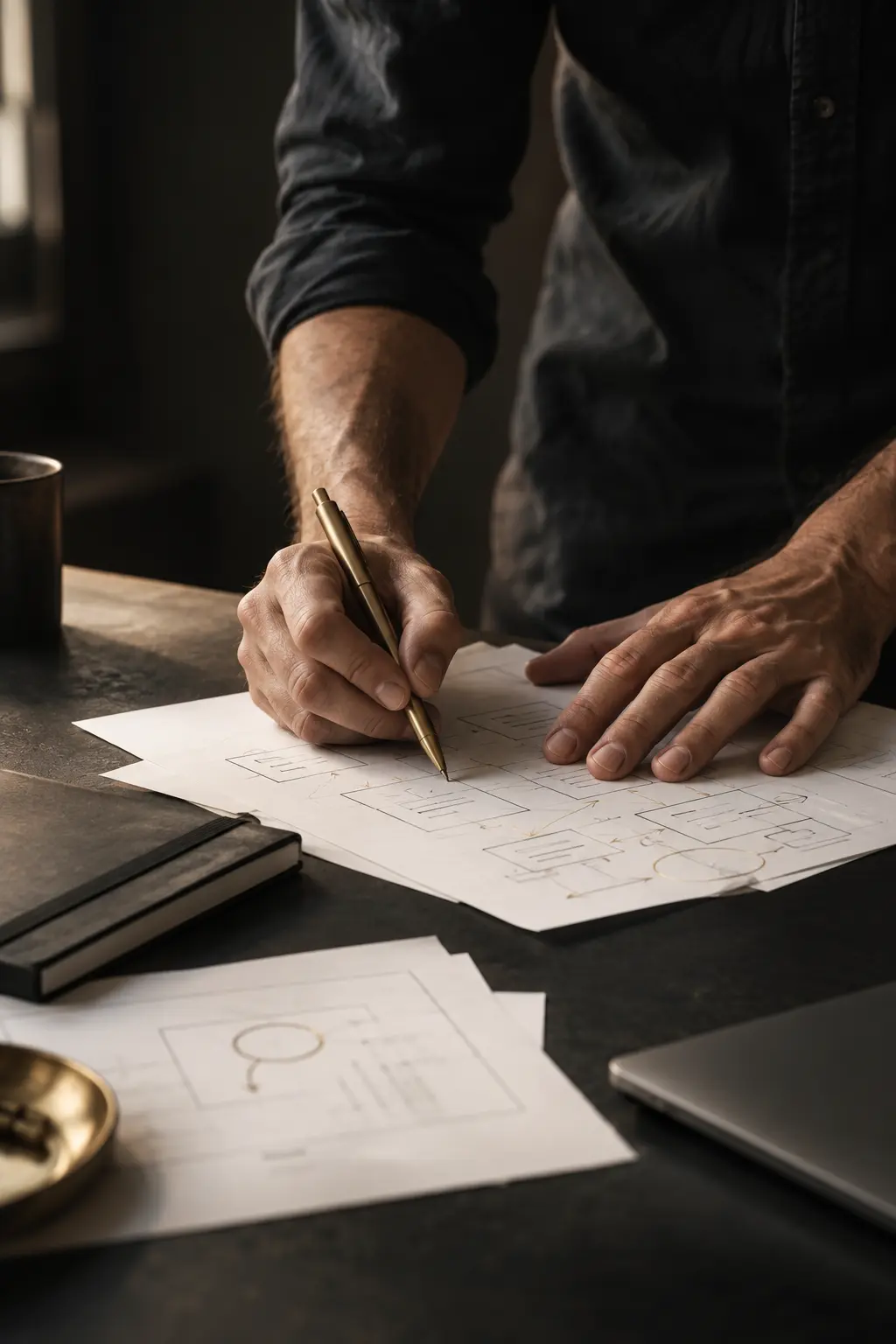 An experienced operator working through a process plan by hand